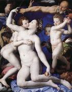 unknow artist Venus, Cupid, stupid and time oil painting on canvas